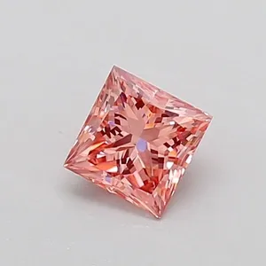 0.37ct PRINCESS Fancy Vivid Pink VS1 Coloured Lab diamond