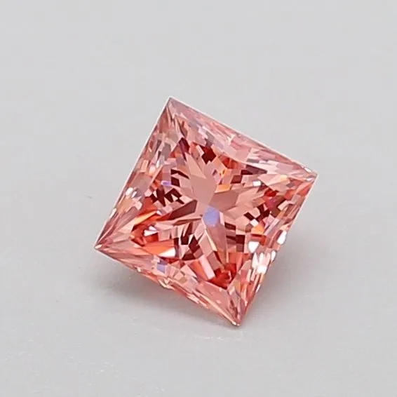 0.37ct PRINCESS Fancy Vivid Pink VS1 Coloured Lab diamond