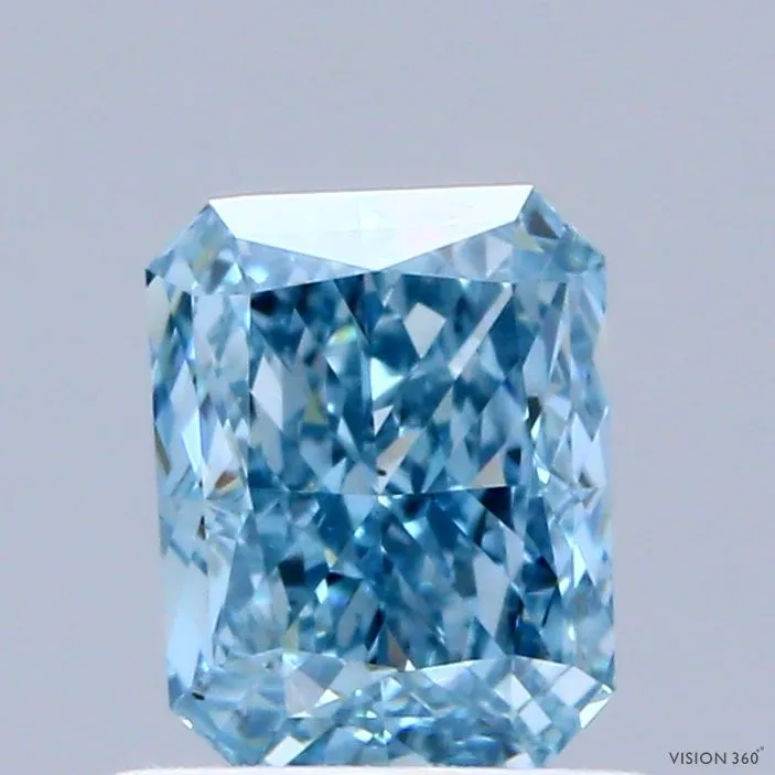 0.94ct RADIANT Fancy Vivid Greenish Blue VS1 Coloured Lab diamond