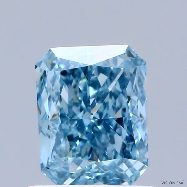 0.94ct RADIANT Fancy Vivid Greenish Blue VS1 Coloured Lab diamond