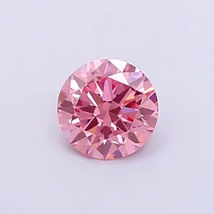0.52ct ROUND Fancy Vivid Pink VVS1 Coloured Lab diamond