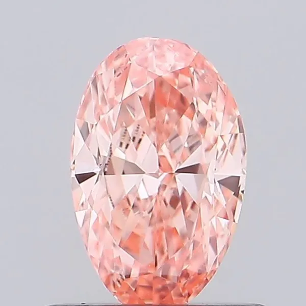 0.62ct OVAL Fancy Vivid Orangey Pink VS1 Coloured Lab diamond