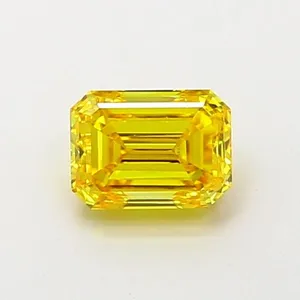 0.52ct EMERALD Fancy Vivid Yellow VS1 Coloured Lab diamond