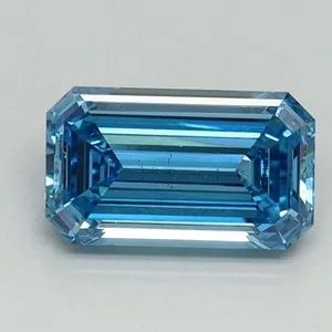 0.96ct EMERALD Fancy Vivid Blue VS2 Coloured Lab diamond