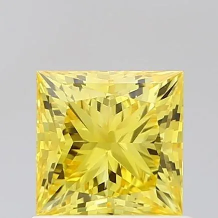 1ct PRINCESS Fancy Vivid Yellow VS1 Coloured Lab diamond