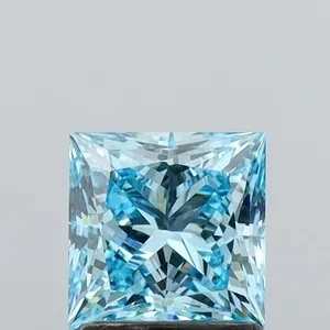 1.45ct PRINCESS Fancy Vivid Blue VS1 Coloured Lab diamond
