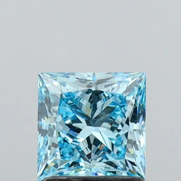 1.45ct PRINCESS Fancy Vivid Blue VS1 Coloured Lab diamond