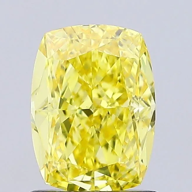 1.18ct CUSHION Fancy Vivid Yellow VVS2 Coloured Lab diamond