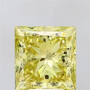 5ct PRINCESS Fancy Intense Yellow SI1 Coloured Lab diamond