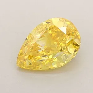 0.87ct PEAR Fancy Vivid Yellow VS1 Coloured Lab diamond
