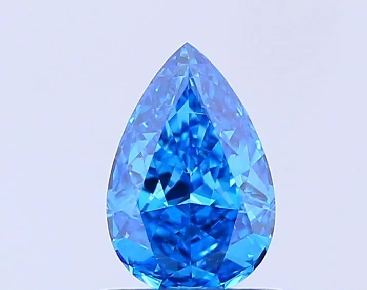 0.72ct PEAR Fancy Vivid Blue VS2 Coloured Lab diamond
