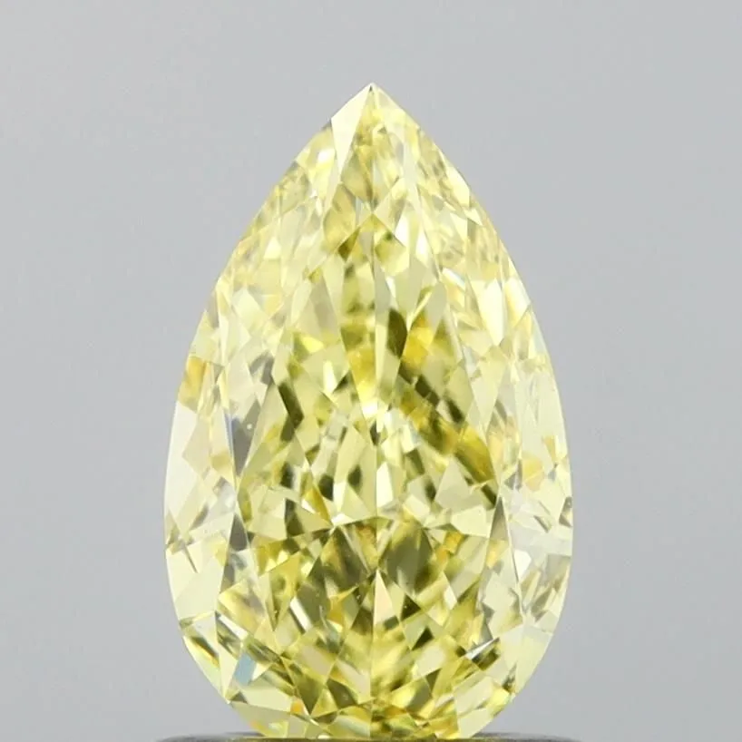 0.92ct PEAR Fancy Intense Yellow VS1 Coloured Lab diamond