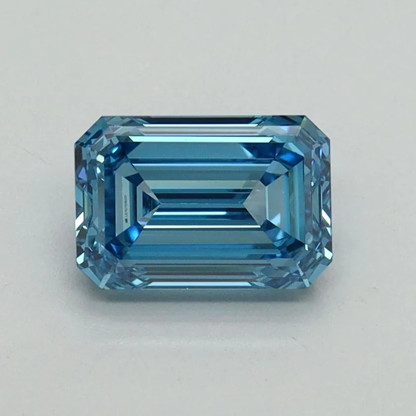 1.10ct EMERALD Fancy Vivid Blue VVS2 Coloured Lab diamond