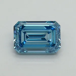 1.1ct EMERALD Fancy Vivid Blue VVS2 Coloured Lab diamond