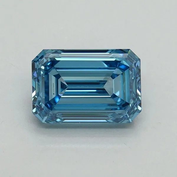 1.1ct EMERALD Fancy Vivid Blue VVS2 Coloured Lab diamond