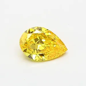 0.42ct PEAR Fancy Vivid Yellow VS1 Coloured Lab diamond