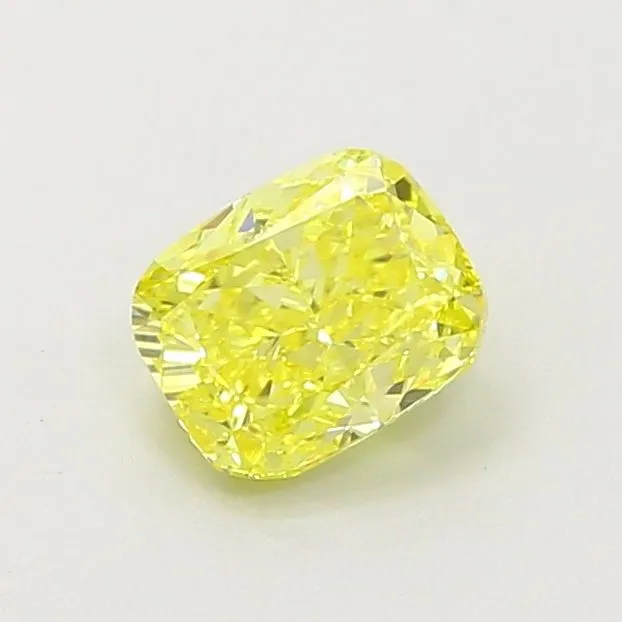 0.76ct CUSHION Fancy Intense Yellow VVS2 Coloured Lab diamond