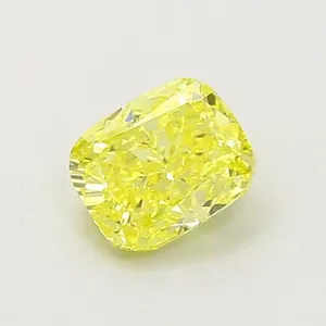 0.76ct CUSHION Fancy Intense Yellow VVS2 Coloured Lab diamond