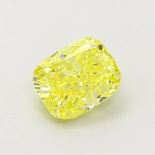 0.76ct CUSHION Fancy Intense Yellow VVS2 Coloured Lab diamond