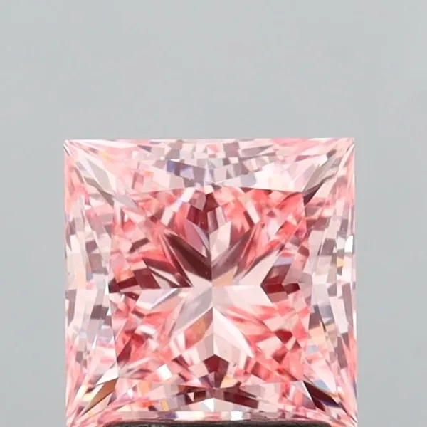 2.54ct PRINCESS Fancy Vivid Pink VS1 Coloured Lab diamond