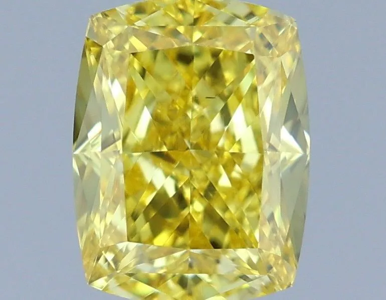 1.14ct CUSHION Fancy Vivid Yellow VS1 Coloured Lab diamond