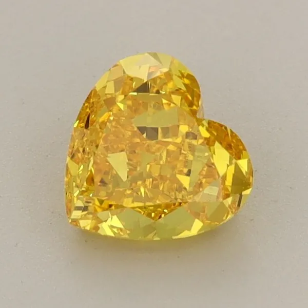 0.93ct HEART Fancy Vivid Yellow VVS2 Coloured Lab diamond
