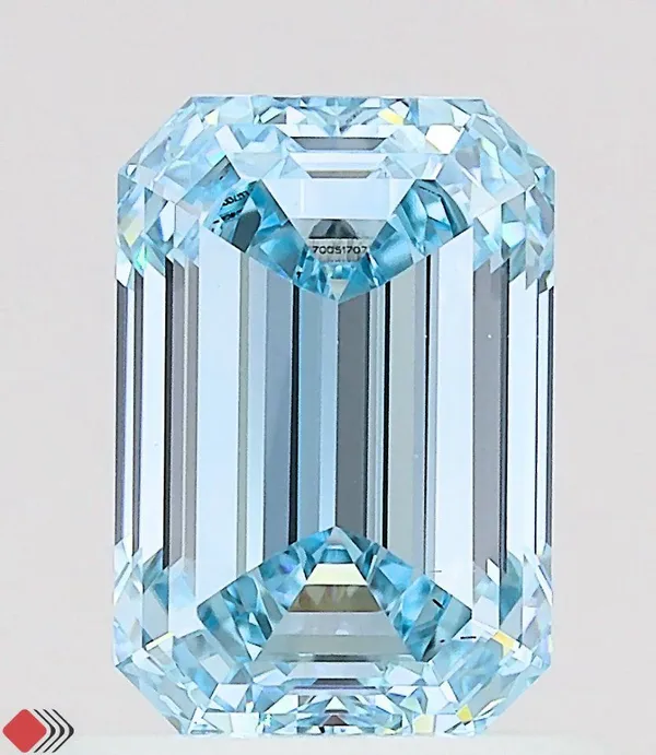 1.1ct EMERALD Fancy Vivid Blue VS2 Coloured Lab diamond