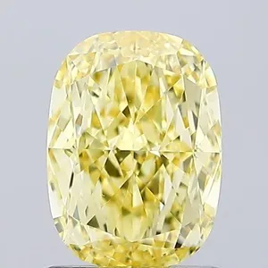 1.14ct CUSHION Fancy Intense Yellow VS1 Coloured Lab diamond