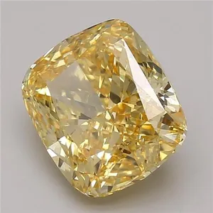 1.14ct CUSHION Fancy Intense Yellow VS1 Coloured Lab diamond