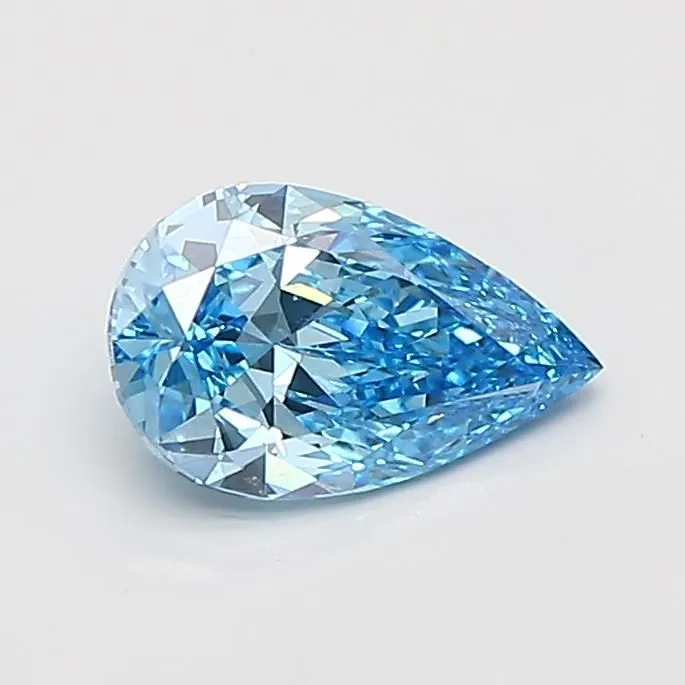 0.88ct PEAR Fancy Vivid Blue VS2 Coloured Lab diamond