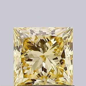 0.75ct PRINCESS Fancy Yellow VS1 Coloured Lab diamond