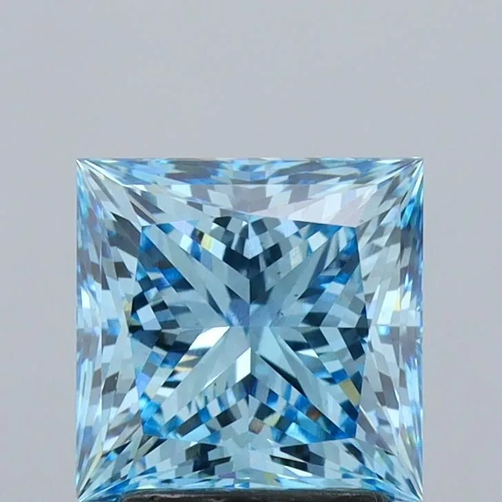 2.51ct PRINCESS Fancy Vivid Blue VS1 Coloured Lab diamond