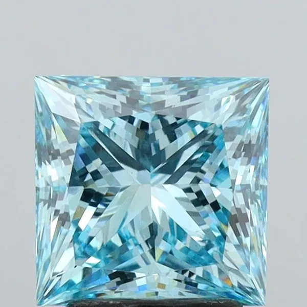 2.95ct PRINCESS Fancy Vivid Blue VS1 Coloured Lab diamond