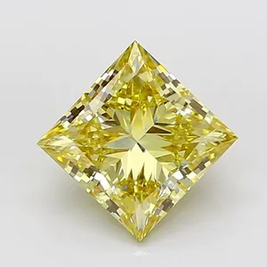 4.02ct PRINCESS Fancy Yellow VS2 Coloured Lab diamond