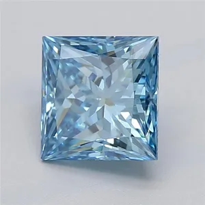 1.32ct PRINCESS Fancy Vivid Blue VVS2 Coloured Lab diamond