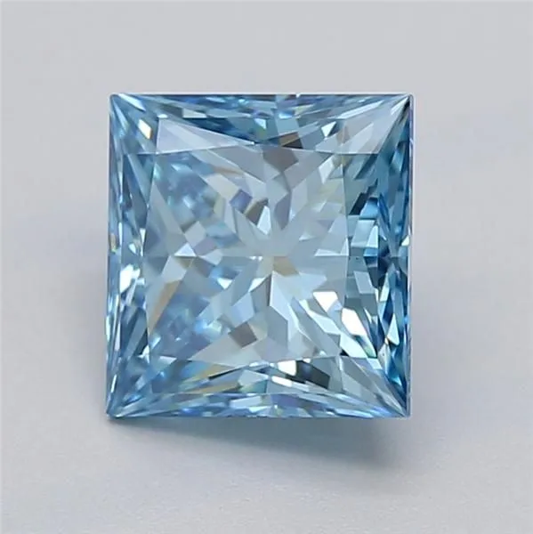 1.32ct PRINCESS Fancy Vivid Blue VVS2 Coloured Lab diamond