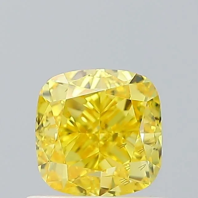 1.00ct CUSHION Fancy Vivid Yellow VS2 Coloured Lab diamond
