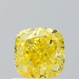 1ct CUSHION Fancy Vivid Yellow VS2 Coloured Lab diamond