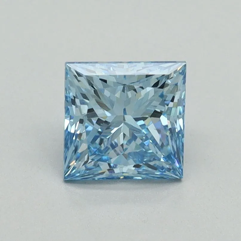 1.01ct PRINCESS Fancy Vivid Blue VS2 Coloured Lab diamond