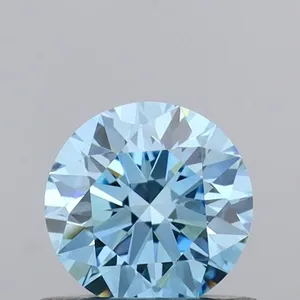 0.53ct ROUND Fancy Vivid Blue VVS2 Coloured Lab diamond