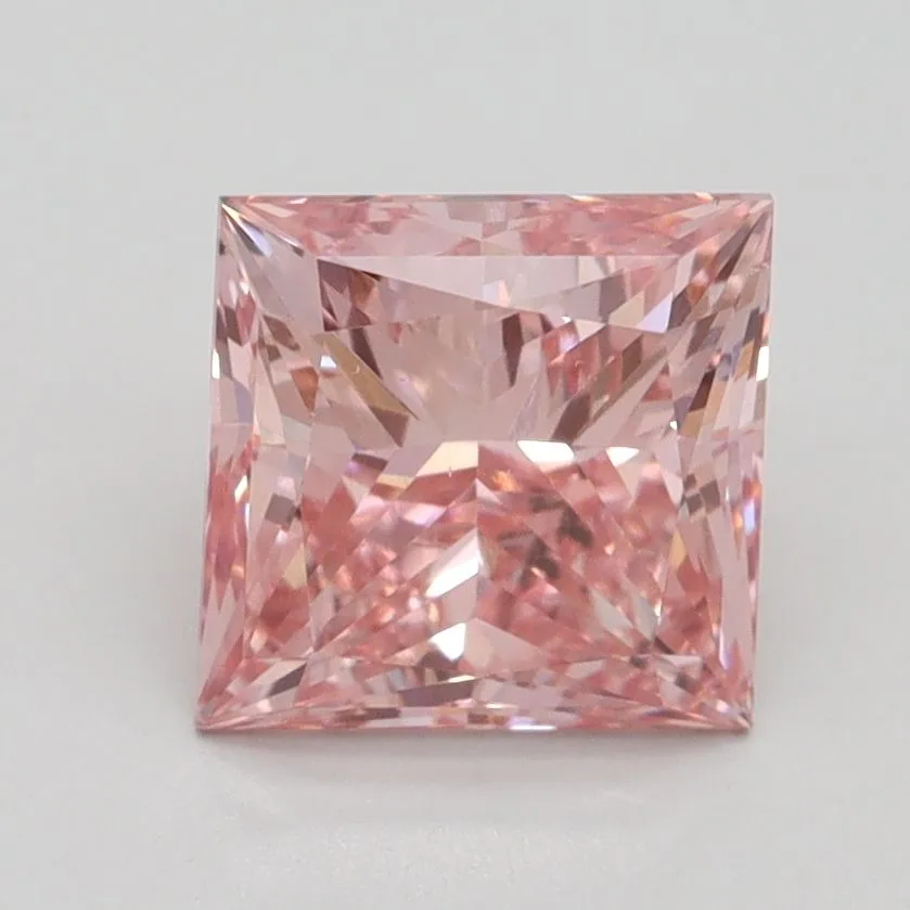 2.04ct PRINCESS Fancy Vivid Pink VS2 Coloured Lab diamond
