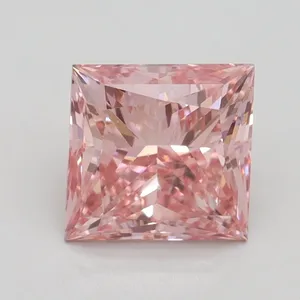 2.04ct PRINCESS Fancy Vivid Pink VS2 Coloured Lab diamond