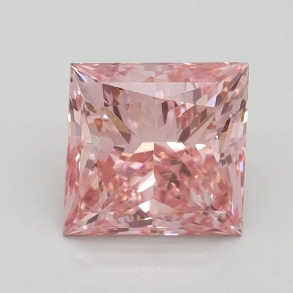 2.04ct PRINCESS Fancy Vivid Pink VS2 Coloured Lab diamond