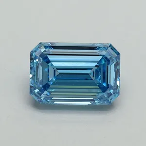 1.08ct EMERALD Fancy Vivid Blue VS1 Coloured Lab diamond