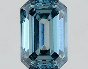 0.71ct EMERALD Fancy Vivid Greenish Blue VS2 Coloured Lab diamond