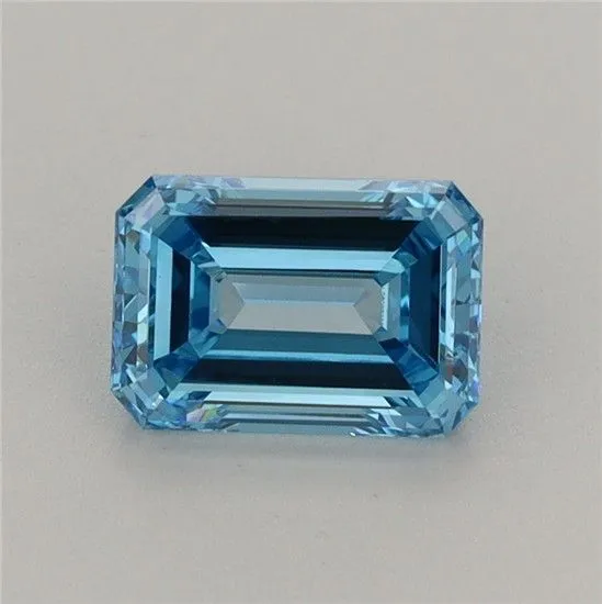 1.1ct EMERALD Fancy Vivid Blue VVS2 Coloured Lab diamond