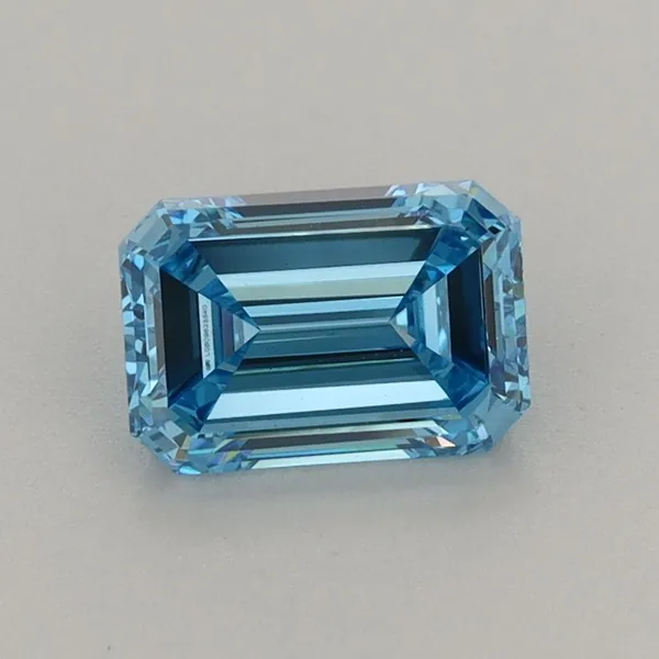 1.1ct EMERALD Fancy Vivid Blue VS2 Coloured Lab diamond
