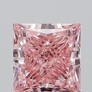 1.35ct PRINCESS Fancy Vivid Pink VS2 Coloured Lab diamond