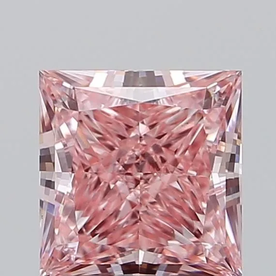 1.35ct PRINCESS Fancy Vivid Pink VS2 Coloured Lab diamond