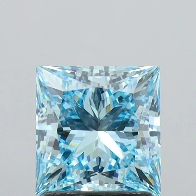 1.92ct PRINCESS Fancy Vivid Blue VVS2 Coloured Lab diamond